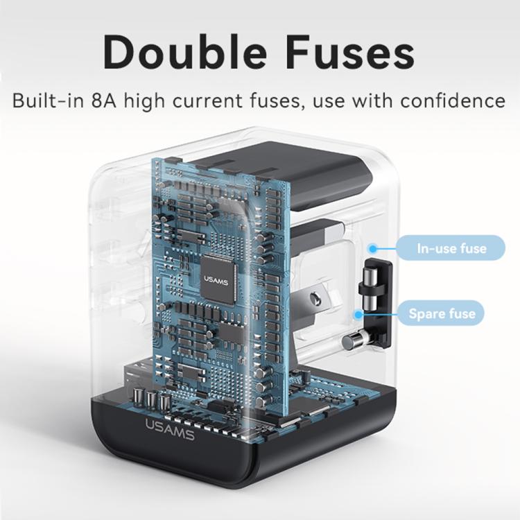 USAMS CC308 17W Dual Type-C and USB-A Ports Universal Travel Charger(Black) - Plug Adaptor by USAMS | Online Shopping UK | buy2fix