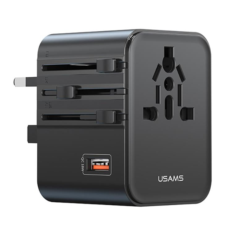 USAMS CC309 25W Dual Type-C and USB-A Ports Universal Travel Charger(Black) - Plug Adaptor by USAMS | Online Shopping UK | buy2fix