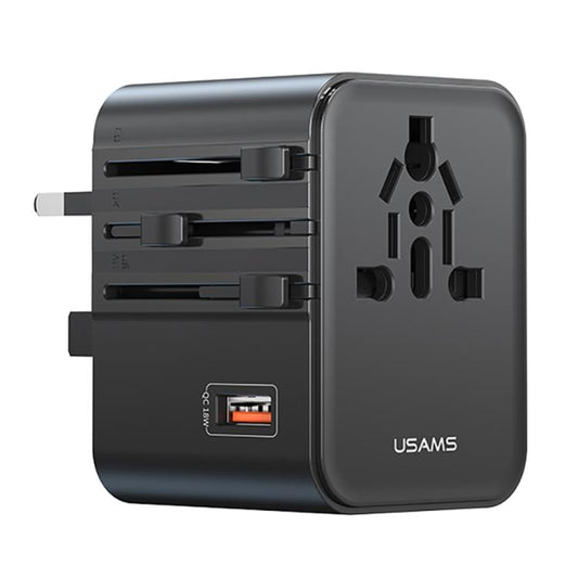 USAMS CC309 25W Dual Type-C and USB-A Ports Universal Travel Charger(Black) - Plug Adaptor by USAMS | Online Shopping UK | buy2fix