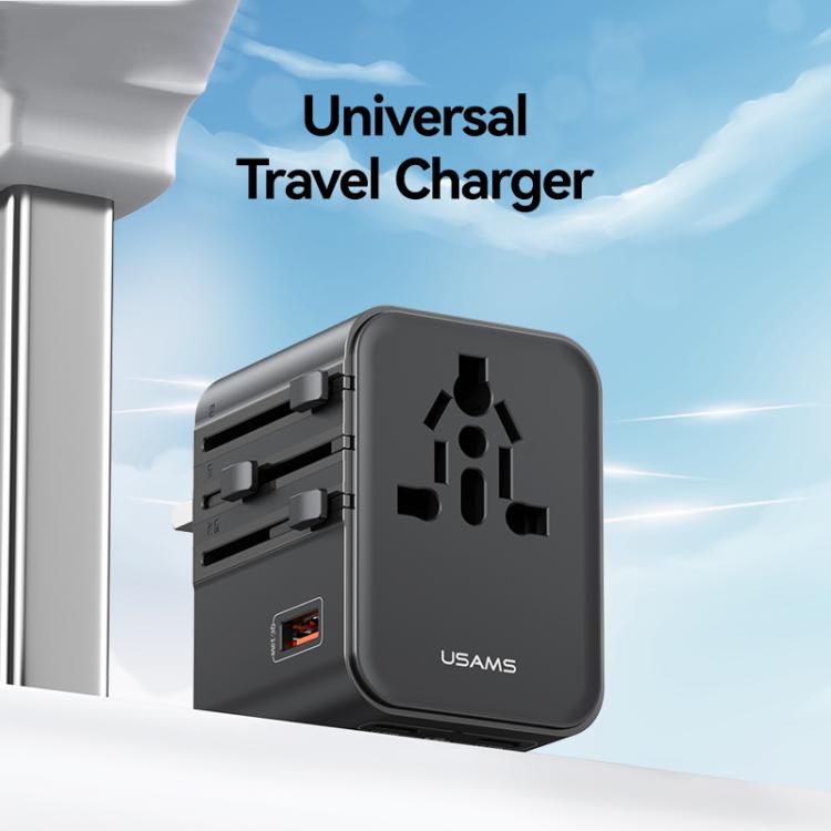 USAMS CC309 25W Dual Type-C and USB-A Ports Universal Travel Charger(Black) - Plug Adaptor by USAMS | Online Shopping UK | buy2fix