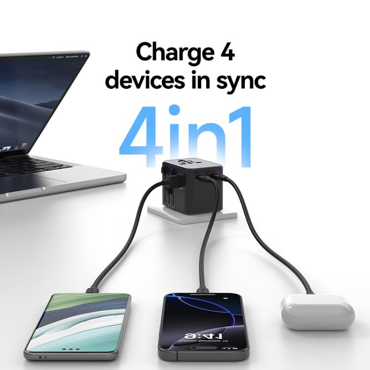 USAMS CC309 25W Dual Type-C and USB-A Ports Universal Travel Charger(Black) - Plug Adaptor by USAMS | Online Shopping UK | buy2fix