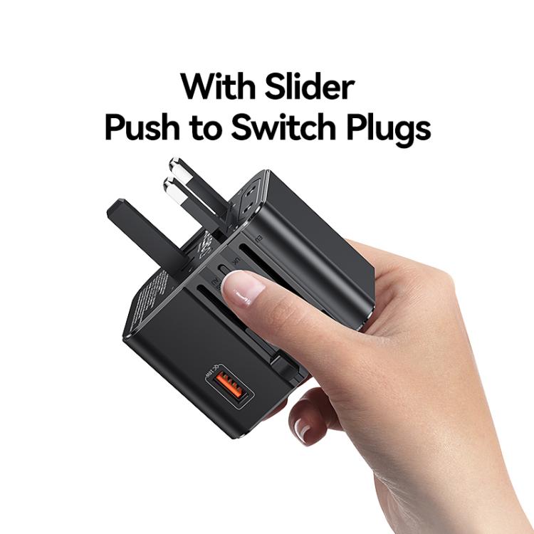 USAMS CC309 25W Dual Type-C and USB-A Ports Universal Travel Charger(Black) - Plug Adaptor by USAMS | Online Shopping UK | buy2fix