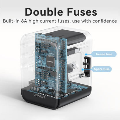 USAMS CC309 25W Dual Type-C and USB-A Ports Universal Travel Charger(Black) - Plug Adaptor by USAMS | Online Shopping UK | buy2fix