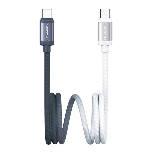 USAMS SJ756 Type-C to Type-C 60W Dual Color Aluminum Alloy Fast Charging Data Cable, Length:1.2m(Black White) - USB-C & Type-C Cable by USAMS | Online Shopping UK | buy2fix
