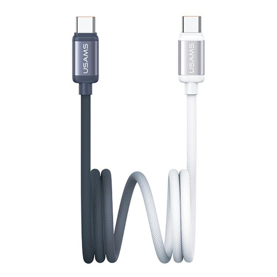 USAMS SJ756 Type-C to Type-C 60W Dual Color Aluminum Alloy Fast Charging Data Cable, Length:1.2m(Black White)