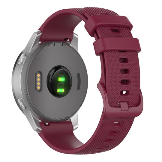 20mm For Garmin Forerunner 570 42mm/245/645 xDfind Small Plaid Solid Color Silicone Watch Band(Wine Red)