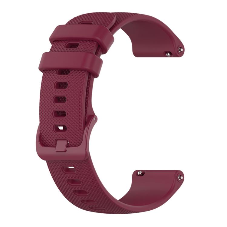 18mm For Garmin Venu 2S / Move 3S / Active S xDfind Small Plaid Solid Color Silicone Watch Band(Wine Red) - 18mm Bands by xDfind | Online Shopping UK | buy2fix