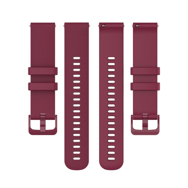 18mm For Garmin Venu 2S / Move 3S / Active S xDfind Small Plaid Solid Color Silicone Watch Band(Wine Red) - 18mm Bands by xDfind | Online Shopping UK | buy2fix