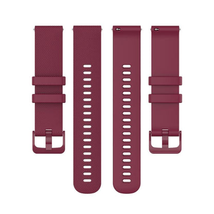 18mm For Garmin Venu 2S / Move 3S / Active S xDfind Small Plaid Solid Color Silicone Watch Band(Wine Red) - 18mm Bands by xDfind | Online Shopping UK | buy2fix