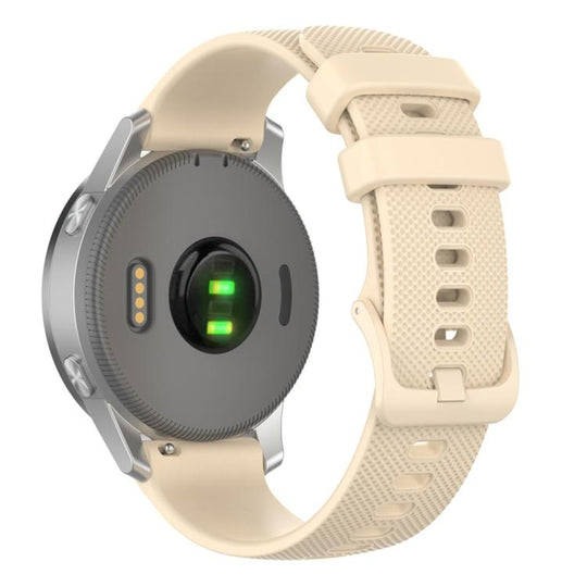 18mm For Garmin Venu 2S / Move 3S / Active S xDfind Small Plaid Solid Color Silicone Watch Band(Beige)