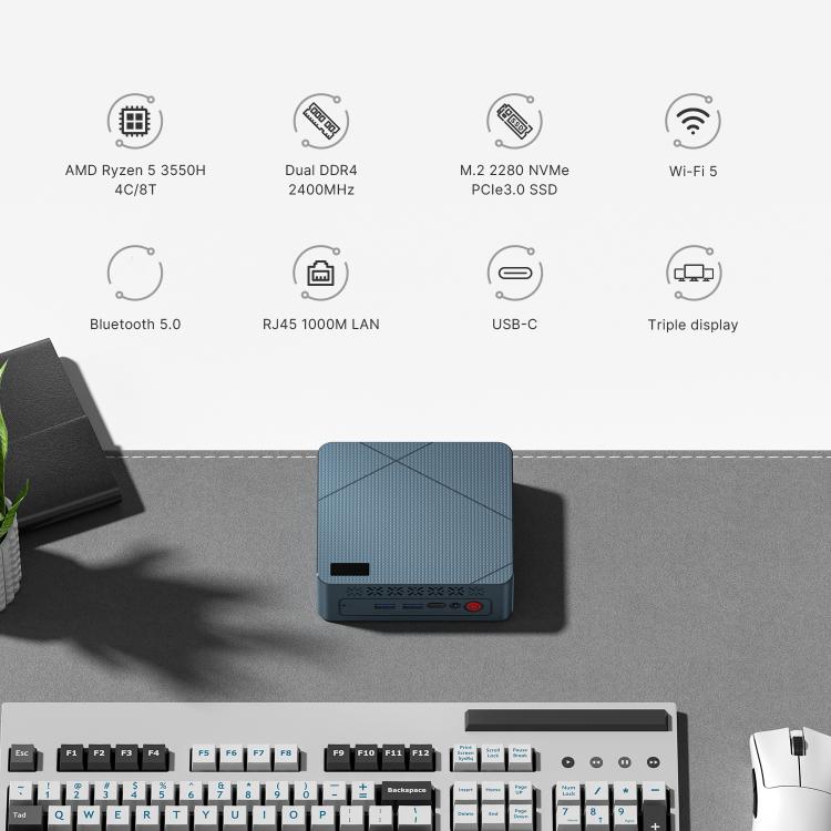 GXMO GN7 Windows 11 Mini PC, 16GB+512GB, AMD Ryzen 5 3550H 4-Core Processor(EU Plug) - Windows Mini PCs by GXMO | Online Shopping UK | buy2fix