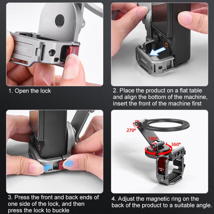 For DJI Osmo Pocket 3 BRDRC Smartphone Teleprompter Stand Desktop Clamp Cold Shoe Extension Mount(Dark Grey) - Mount & Holder by BRDRC | Online Shopping UK | buy2fix