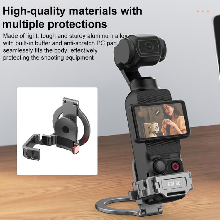 For DJI Osmo Pocket 3 BRDRC Smartphone Teleprompter Stand Desktop Clamp Cold Shoe Extension Mount(Dark Grey) - Mount & Holder by BRDRC | Online Shopping UK | buy2fix
