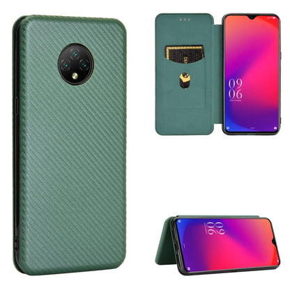 For Doogee X95 Carbon Fiber Texture Horizontal Flip TPU + PC + PU Leather Case with Card Slot & Lanyard(Green) by buy2fix