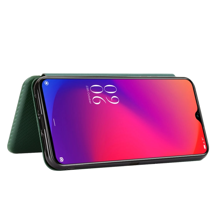 For Doogee X95 Carbon Fiber Texture Horizontal Flip TPU + PC + PU Leather Case with Card Slot & Lanyard(Green) by buy2fix