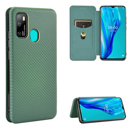 For Ulefone Note 9P Carbon Fiber Texture Horizontal Flip TPU + PC + PU Leather Case with Card Slot & Lanyard(Green) by buy2fix