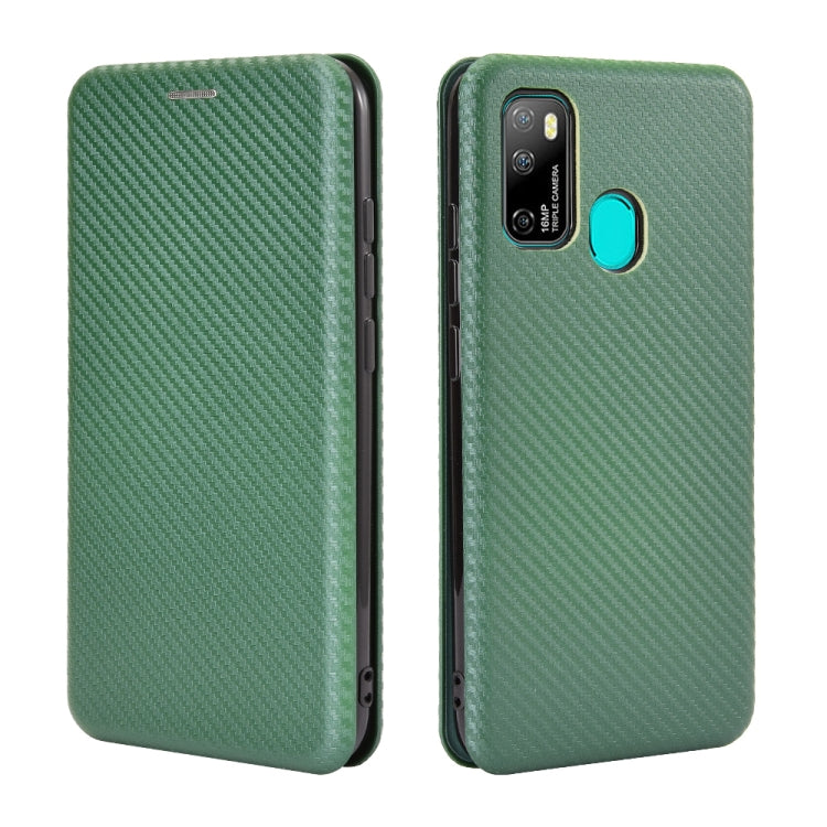 For Ulefone Note 9P Carbon Fiber Texture Horizontal Flip TPU + PC + PU Leather Case with Card Slot & Lanyard(Green) by buy2fix