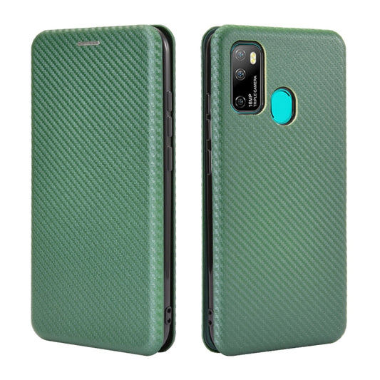For Ulefone Note 9P Carbon Fiber Texture Horizontal Flip TPU + PC + PU Leather Case with Card Slot & Lanyard(Green) by buy2fix