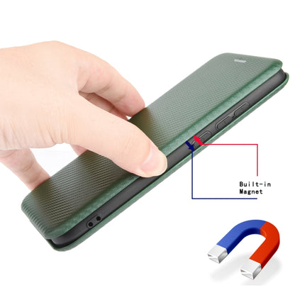For Ulefone Note 9P Carbon Fiber Texture Horizontal Flip TPU + PC + PU Leather Case with Card Slot & Lanyard(Green) by buy2fix