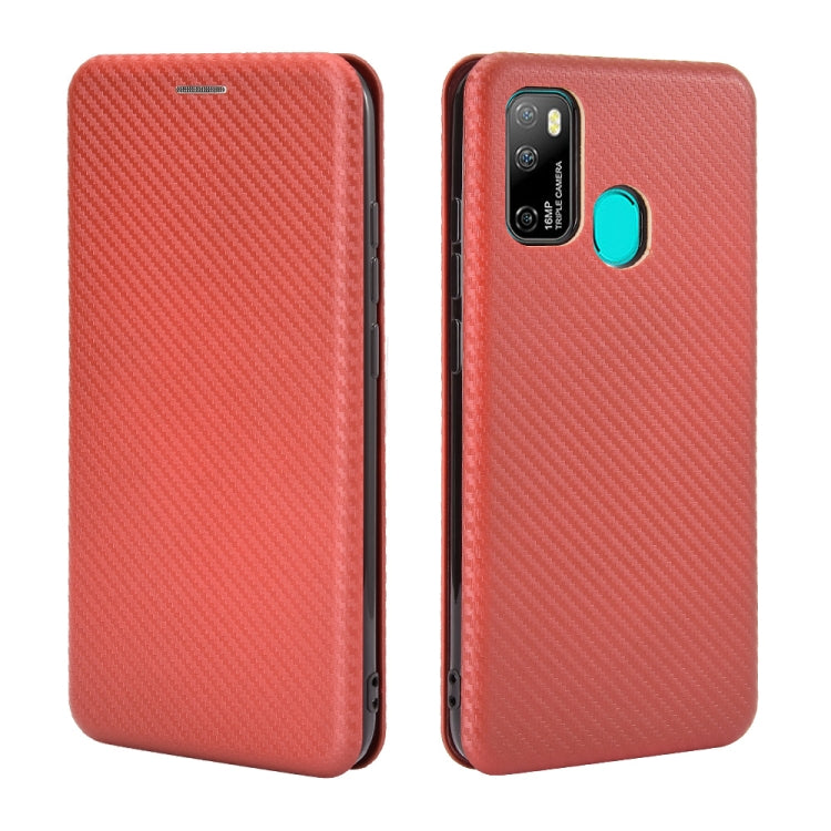 For Ulefone Note 9P Carbon Fiber Texture Horizontal Flip TPU + PC + PU Leather Case with Card Slot & Lanyard(Brown) by buy2fix