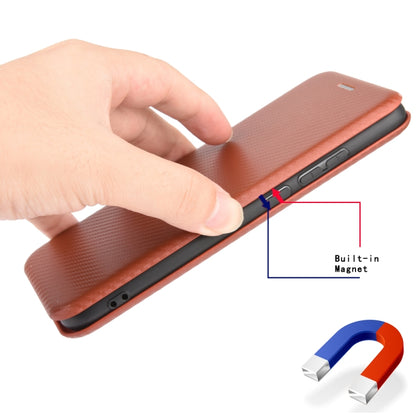 For Ulefone Note 9P Carbon Fiber Texture Horizontal Flip TPU + PC + PU Leather Case with Card Slot & Lanyard(Brown) by buy2fix