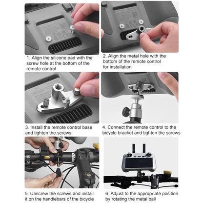 For DJI RC / RC 2 BRDRC Drone Remote Control Adapter Base Bicycle Holder(Black Silver) - Holder Series by BRDRC | Online Shopping UK | buy2fix