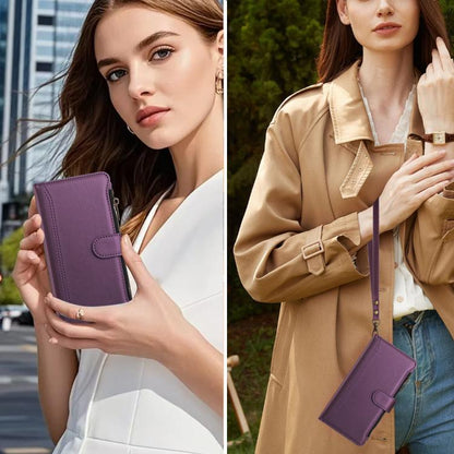 For Google Pixel 10 5G Global Magnetic Closure 9 Card Slots Zipper Leather Case with Hand Strap(Purple) - Google Cases by buy2fix | Online Shopping UK | buy2fix