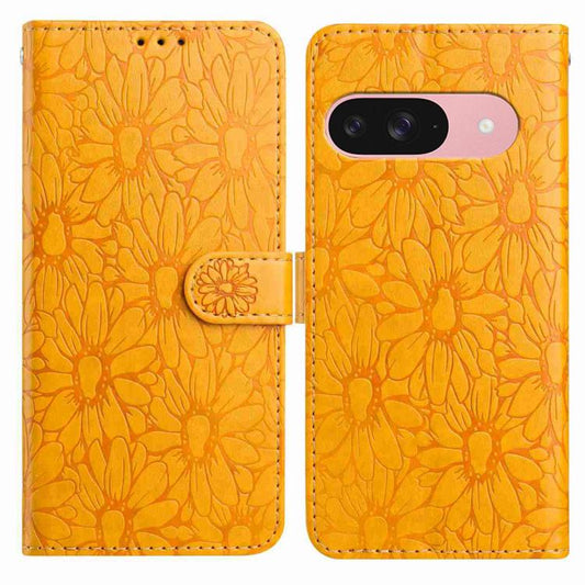 For Google Pixel 10 Daisy Embossed Leather Phone Case(Yellow) - Google Cases by buy2fix | Online Shopping UK | buy2fix
