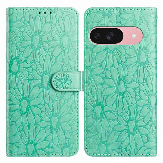 For Google Pixel 10 Daisy Embossed Leather Phone Case(Green)