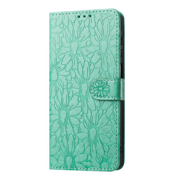 For Google Pixel 10 Daisy Embossed Leather Phone Case(Green) - Google Cases by buy2fix | Online Shopping UK | buy2fix