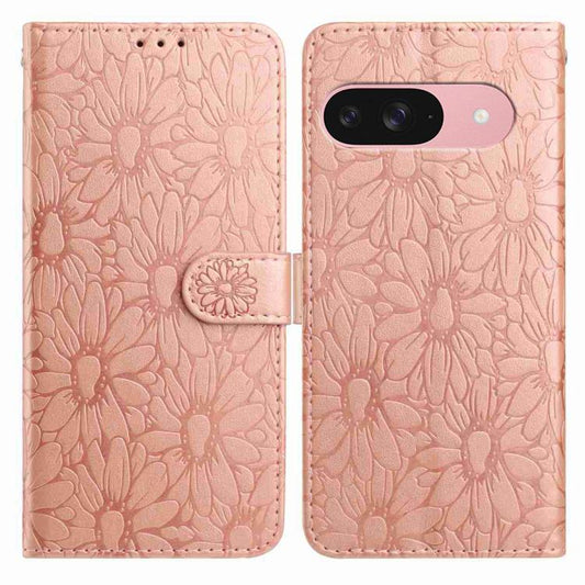 For Google Pixel 10 Daisy Embossed Leather Phone Case(Rose Gold) - Google Cases by buy2fix | Online Shopping UK | buy2fix