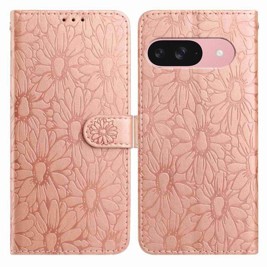 For Google Pixel 10 Daisy Embossed Leather Phone Case(Rose Gold)