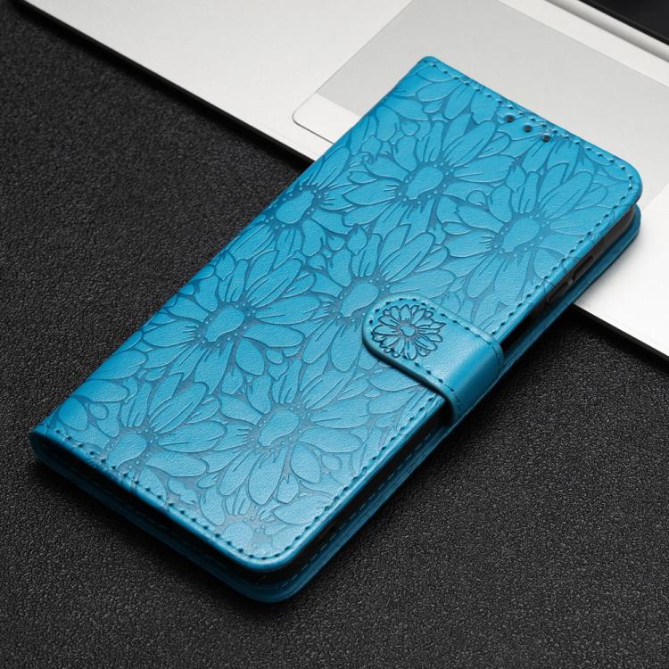 For Google Pixel 10 Daisy Embossed Leather Phone Case(Blue) - Google Cases by buy2fix | Online Shopping UK | buy2fix