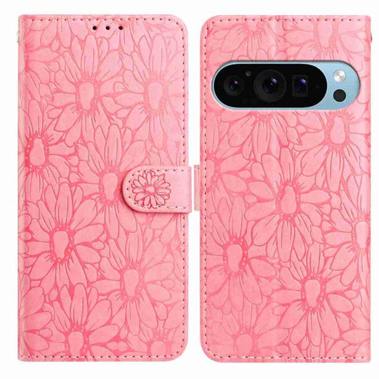 For Google Pixel 10 Pro Daisy Embossed Leather Phone Case(Pink)