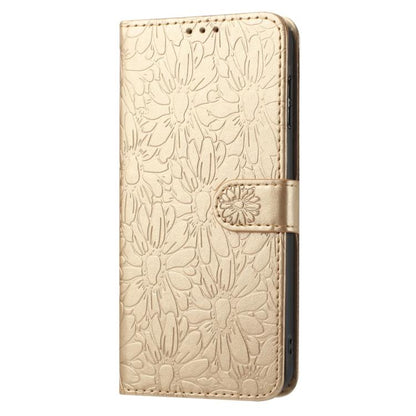 For Google Pixel 10 Pro Daisy Embossed Leather Phone Case(Gold) - Google Cases by buy2fix | Online Shopping UK | buy2fix