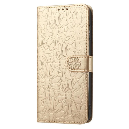 For Google Pixel 10 Pro Daisy Embossed Leather Phone Case(Gold) - Google Cases by buy2fix | Online Shopping UK | buy2fix