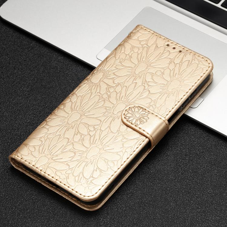 For Google Pixel 10 Pro Daisy Embossed Leather Phone Case(Gold) - Google Cases by buy2fix | Online Shopping UK | buy2fix