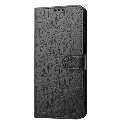 For Google Pixel 10 Pro Daisy Embossed Leather Phone Case(Black) - Google Cases by buy2fix | Online Shopping UK | buy2fix