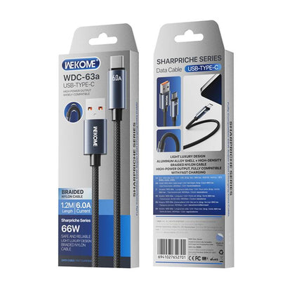 WK WDC-63a 66W USB to Type-C Fast Charging Data Cable, Length: 1.2m(Black) - USB-C & Type-C Cable by WK | Online Shopping UK | buy2fix