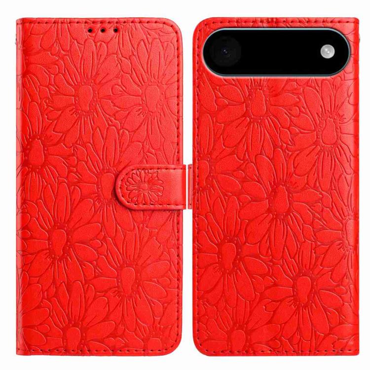 For iPhone Air Daisy Embossed Leather Phone Case(Red) - iPhone Air Cases by buy2fix | Online Shopping UK | buy2fix