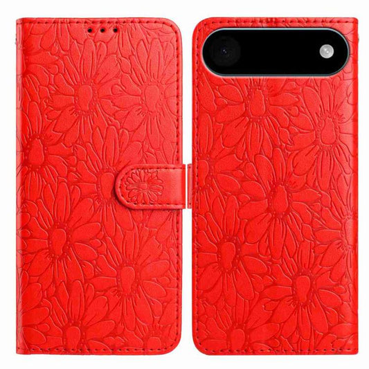 For iPhone Air Daisy Embossed Leather Phone Case(Red) - iPhone Air Cases by buy2fix | Online Shopping UK | buy2fix