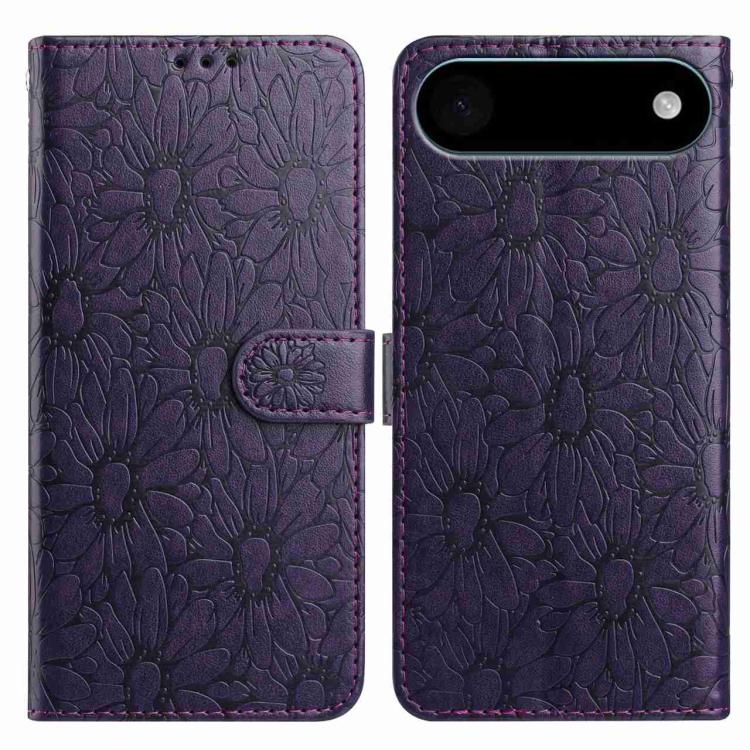 For iPhone Air Daisy Embossed Leather Phone Case(Dark Purple) - iPhone Air Cases by buy2fix | Online Shopping UK | buy2fix