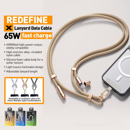 WK WDC-70 65W Type-C to Type-C Phone Lanyard Data Cable, Length: 1.6m(Black) - USB-C & Type-C Cable by WK | Online Shopping UK | buy2fix