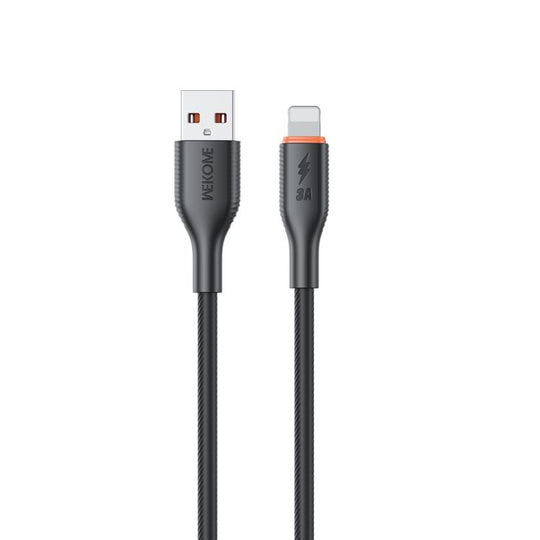 WK WDC-91i 12W USB to 8 Pin Silicone Data Cable, Length: 1.2m(Black)