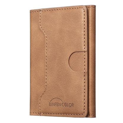 Oily Leather Horizontal Magnetic Wallet Card Bag Case(Light Brown) - Adhesive Card Holders by buy2fix | Online Shopping UK | buy2fix