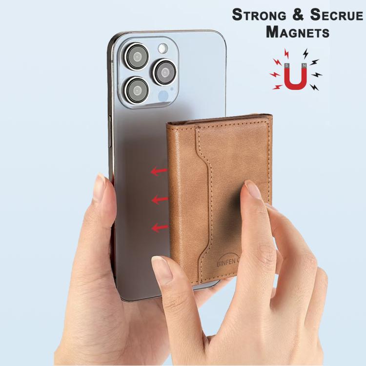 Oily Leather Horizontal Magnetic Wallet Card Bag Case(Light Brown) - Adhesive Card Holders by buy2fix | Online Shopping UK | buy2fix