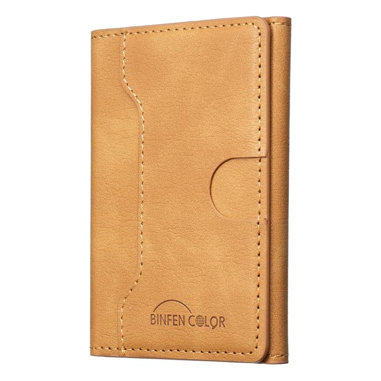 Oily Leather Horizontal Magnetic Wallet Card Bag Case(Yellow) - Adhesive Card Holders by buy2fix | Online Shopping UK | buy2fix