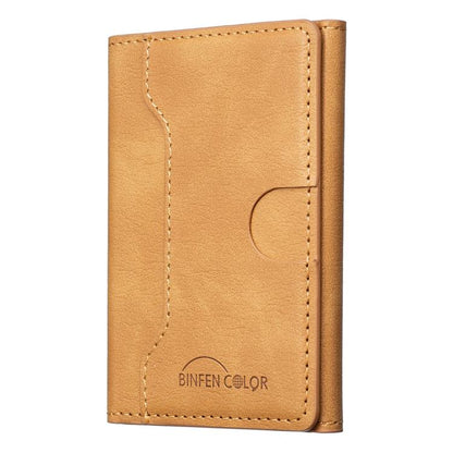 Oily Leather Horizontal Magnetic Wallet Card Bag Case(Yellow) - Adhesive Card Holders by buy2fix | Online Shopping UK | buy2fix