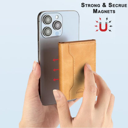 Oily Leather Horizontal Magnetic Wallet Card Bag Case(Yellow) - Adhesive Card Holders by buy2fix | Online Shopping UK | buy2fix