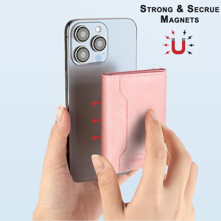 Oily Leather Horizontal Magnetic Wallet Card Bag Case(Pink) - Adhesive Card Holders by buy2fix | Online Shopping UK | buy2fix